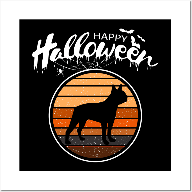 Funny Happy Halloween Beautiful Boston Terrier Men Women Wall Art by mlleradrian